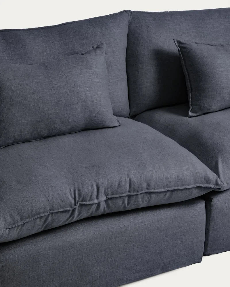 Anarela dark grey linen and viscose 5-seater modular sofa with removable cover 370cm FSC Mix Credit