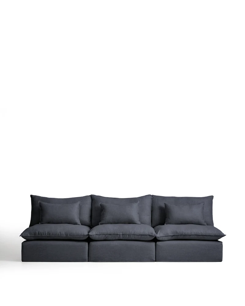 Anarela dark grey linen and viscose 5-seater modular sofa with removable cover 330cm FSC Mix Credit