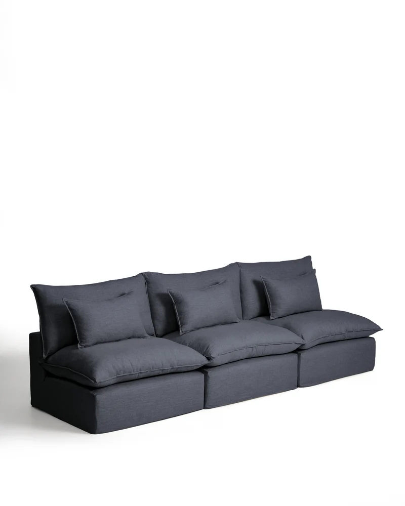 Anarela dark grey linen and viscose 5-seater modular sofa with removable cover 330cm FSC Mix Credit
