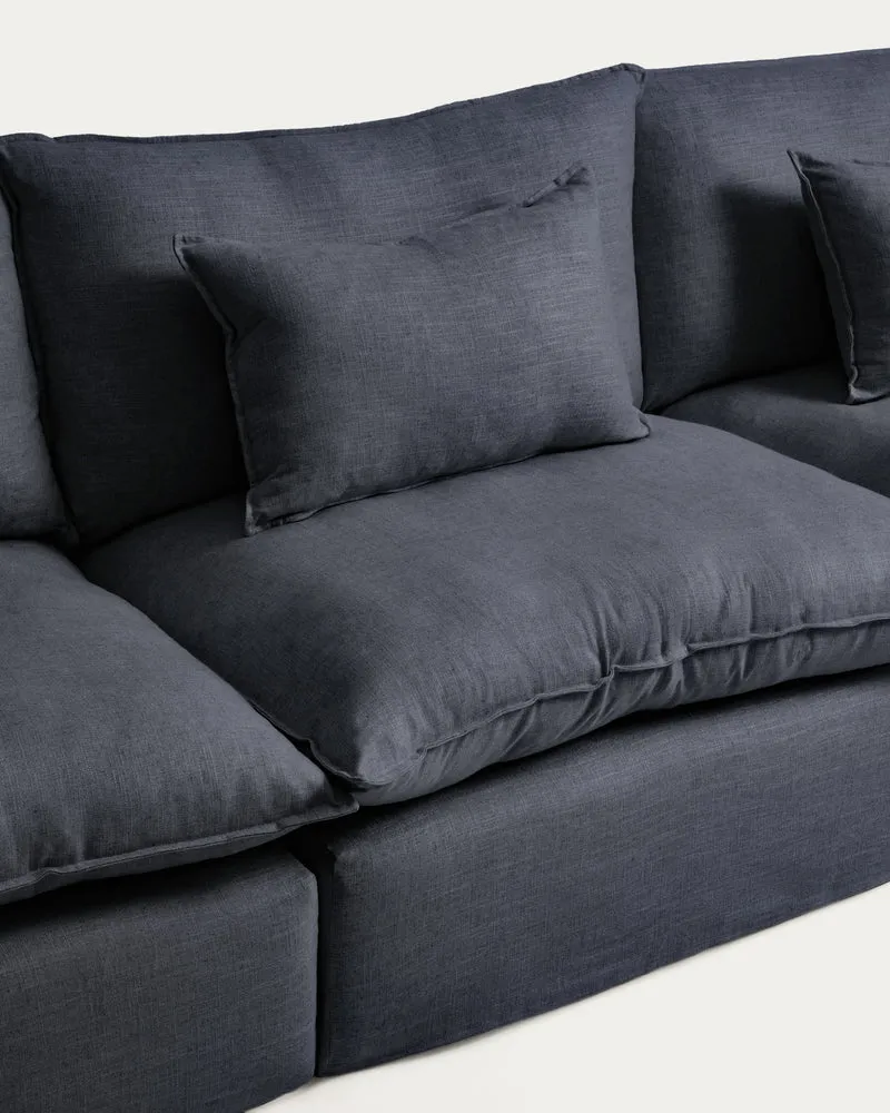 Anarela dark grey linen and viscose 5-seater modular sofa with removable cover 330cm FSC Mix Credit