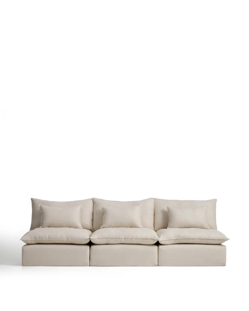 Anarela beige linen and viscose 5-seater modular sofa with removable cover 330cm FSC Mix Credit