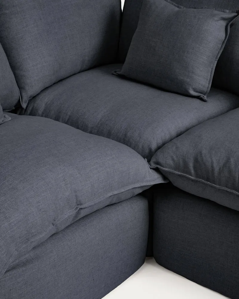 Anarela dark grey linen and viscose 4-seater modular corner sofa with removable cover 287 x 307 cm FSC Mix Credit