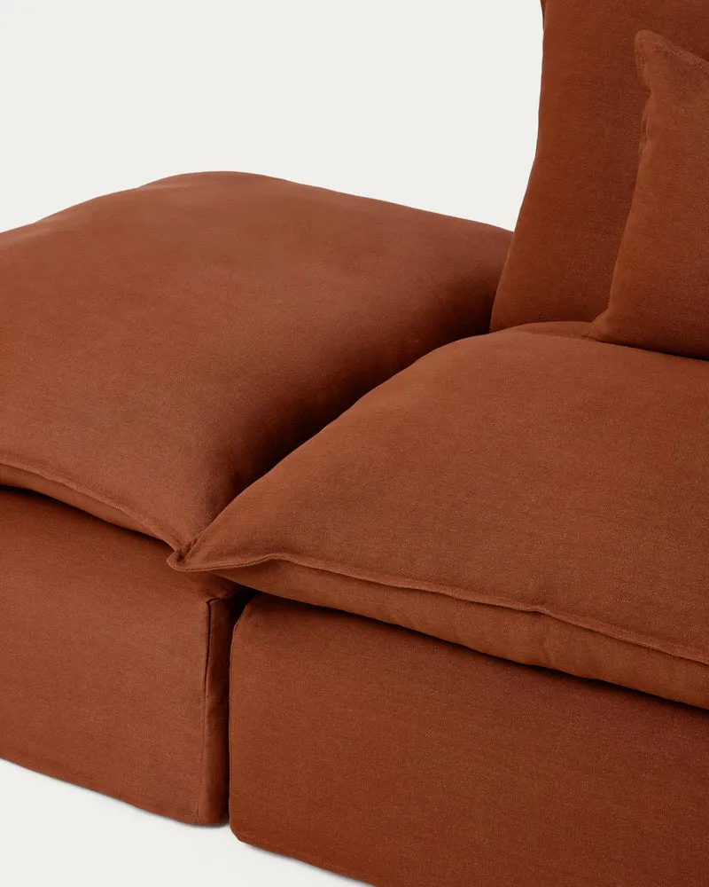 Anarela terracotta linen 4-seater modular corner sofa with removable cover 287 x 307 cm FSC Mix Credit