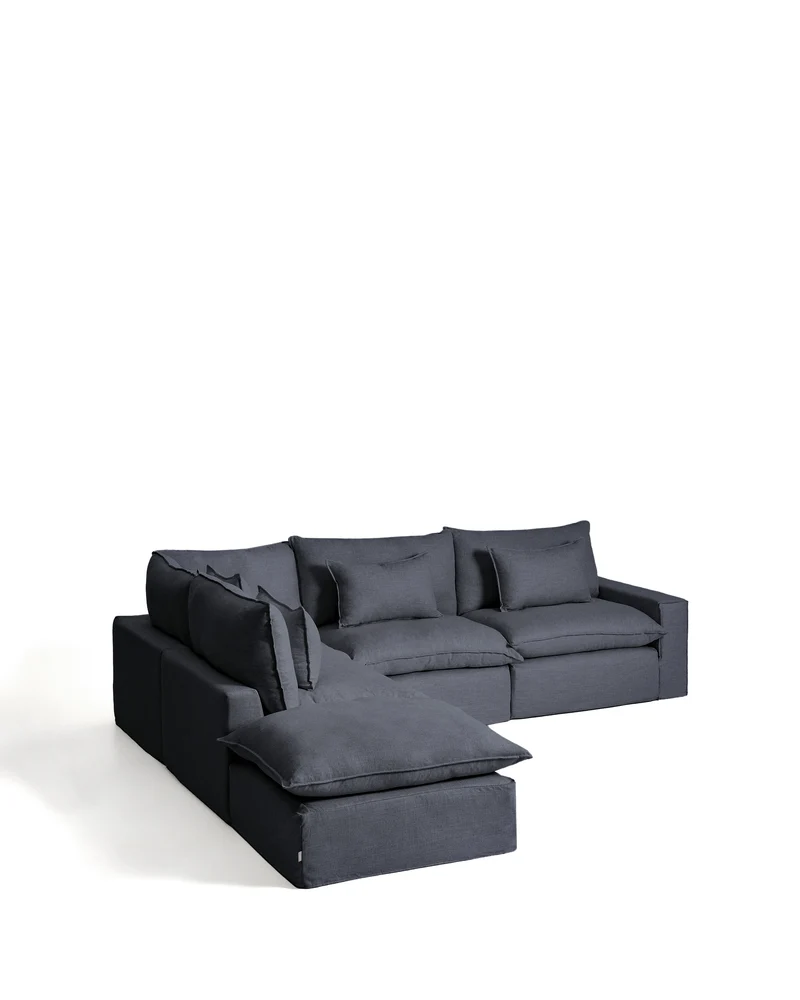 Anarela dark grey linen and viscose 6-seater modular corner sofa with removable cover 307 x 347 cm FSC Mix Credit