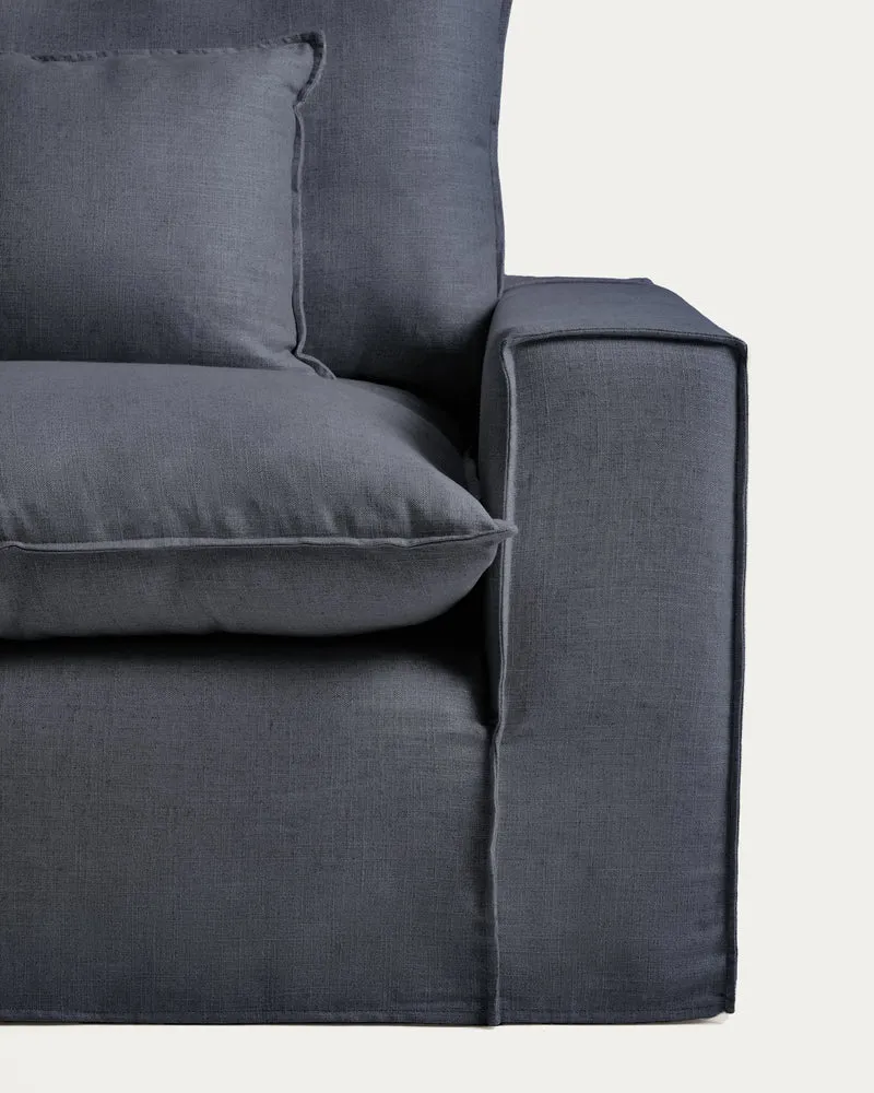 Anarela dark grey linen and viscose 6-seater modular corner sofa with removable cover 307 x 347 cm FSC Mix Credit
