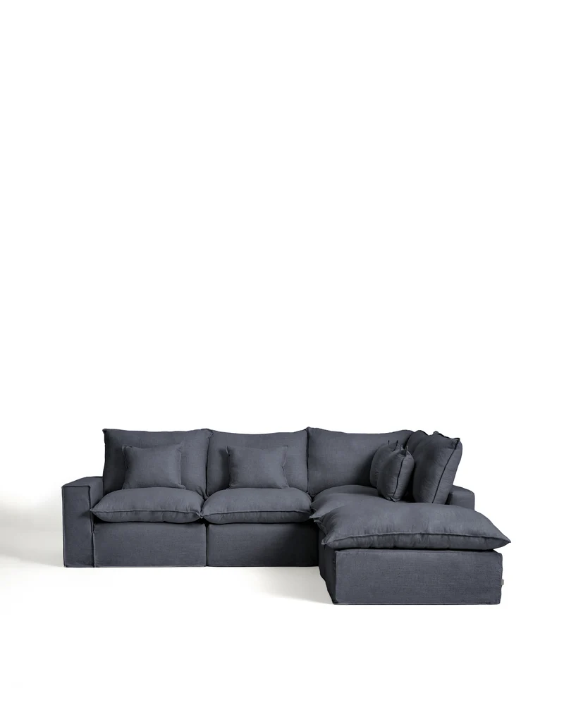 Anarela dark grey linen and viscose 4-seater modular corner sofa with removable cover 307 x 287 cm FSC Mix Credit