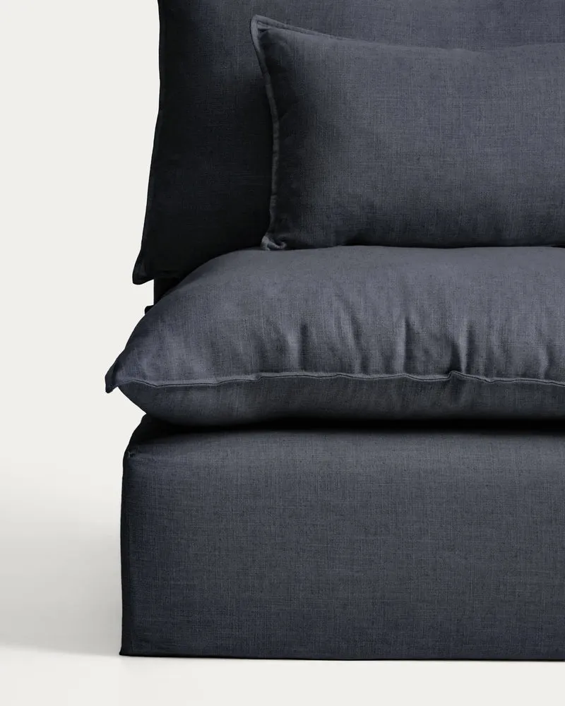 Anarela dark grey linen and viscose 4-seater modular corner sofa with removable cover 307 x 287 cm FSC Mix Credit