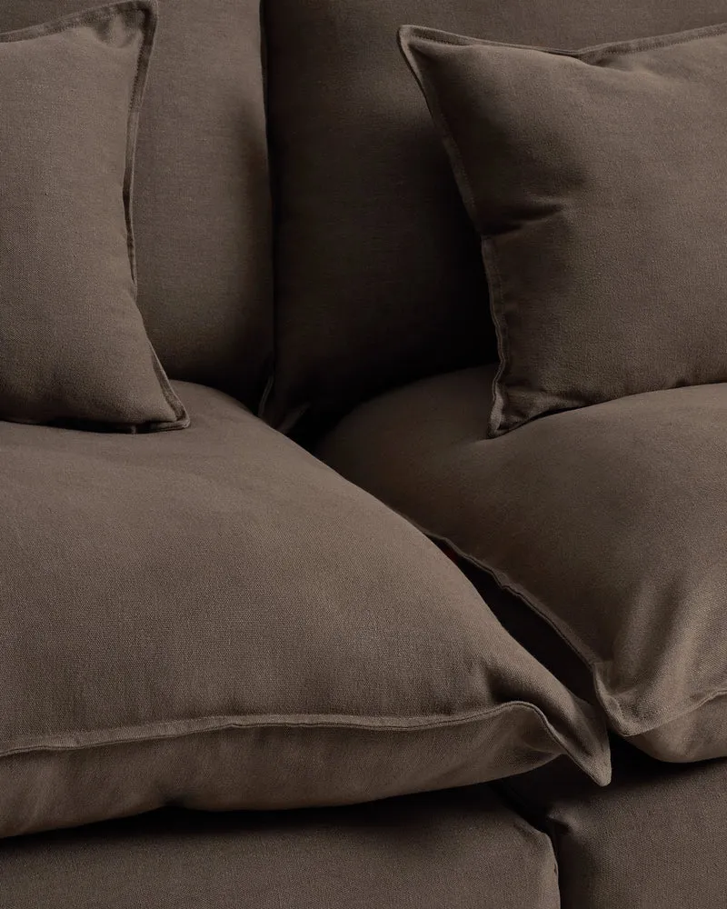 Anarela taupe linen 4-seater modular corner sofa with removable cover 307 x 287 cm FSC Mix Credit