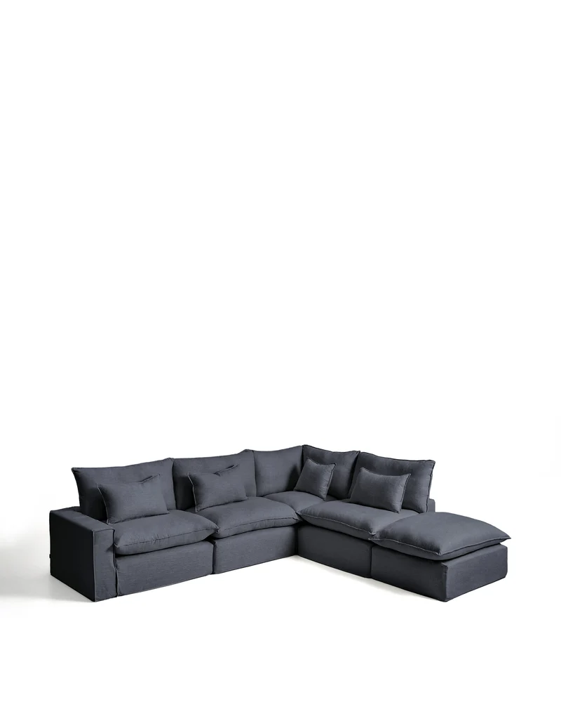 Anarela dark grey linen and viscose 6-seater modular corner sofa with removable cover 347 x 307 cm FSC Mix Credit