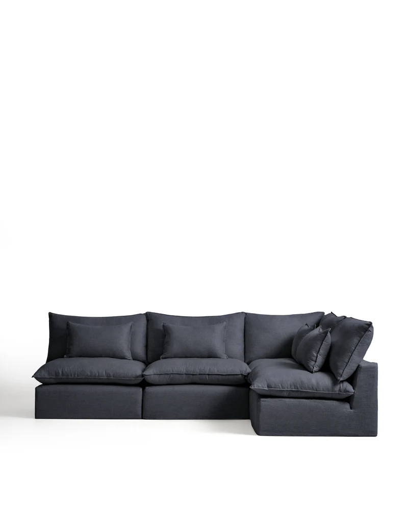 Anarela dark grey linen and viscose 6-seater modular corner sofa with removable cover 327 x 217cm / 217 x 327cm FSC Mix Credit