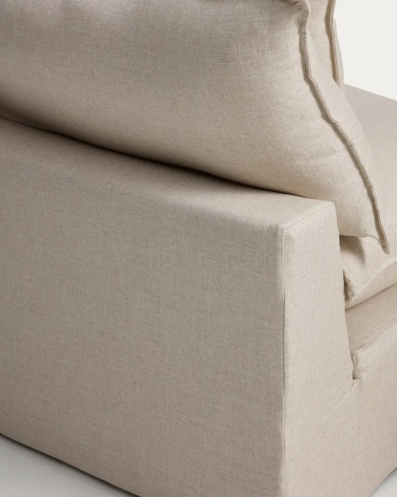 Anarela 6-seater modular corner sofa with removable covers in beige linen and viscose 327 x 217cm / 217 x 327cm FSC Mix Credit