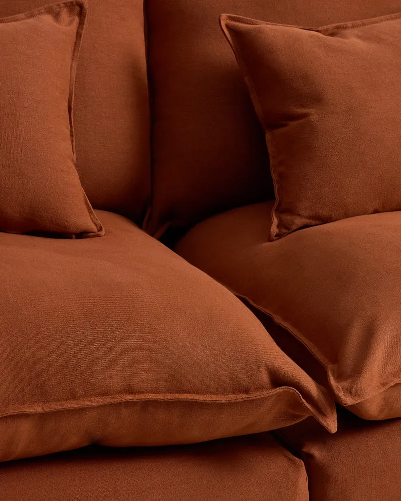 Anarela terracotta linen 4-seater modular corner sofa with removable cover 287 x 197cm / 197 x 287cm FSC Mix Credit