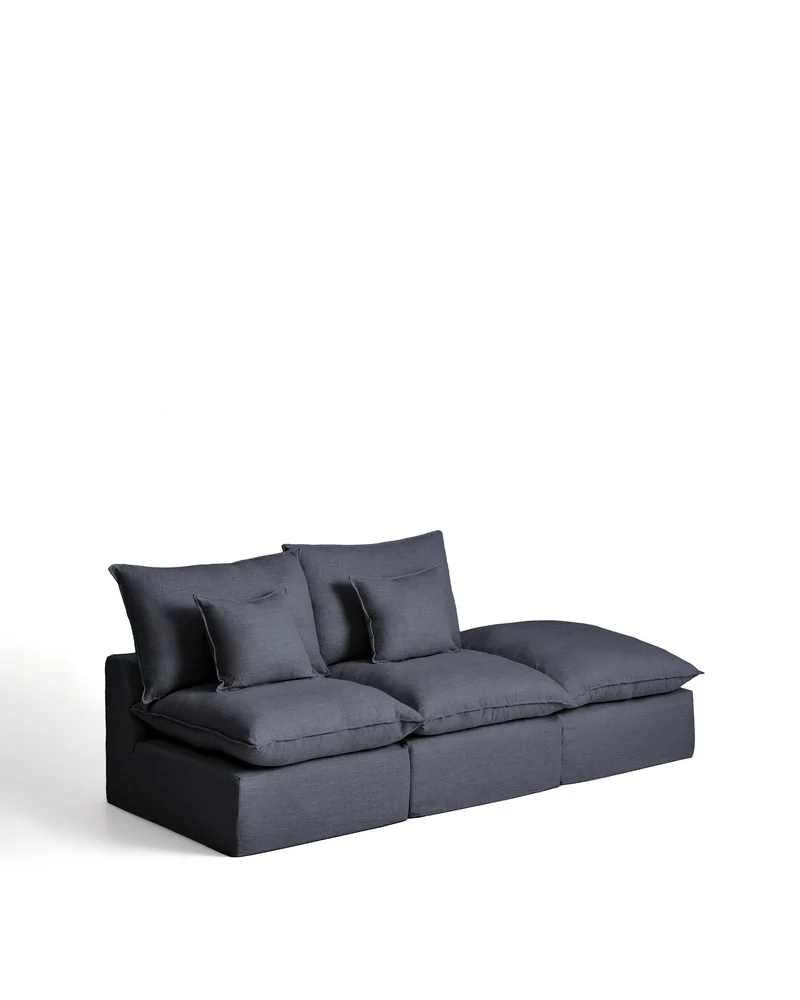 Anarela dark grey linen and viscose 2-seater modular sofa with end module and removable cover 270cm FSC Mix Credit