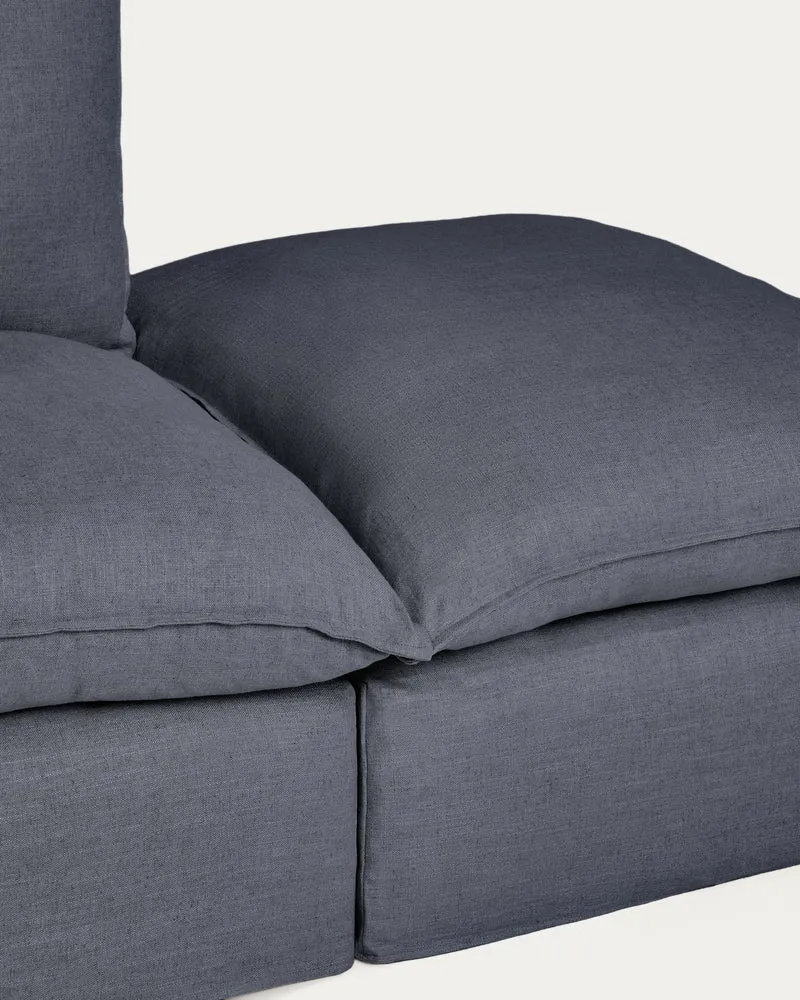 Anarela dark grey linen and viscose 2-seater modular sofa with end module and removable cover 270cm FSC Mix Credit