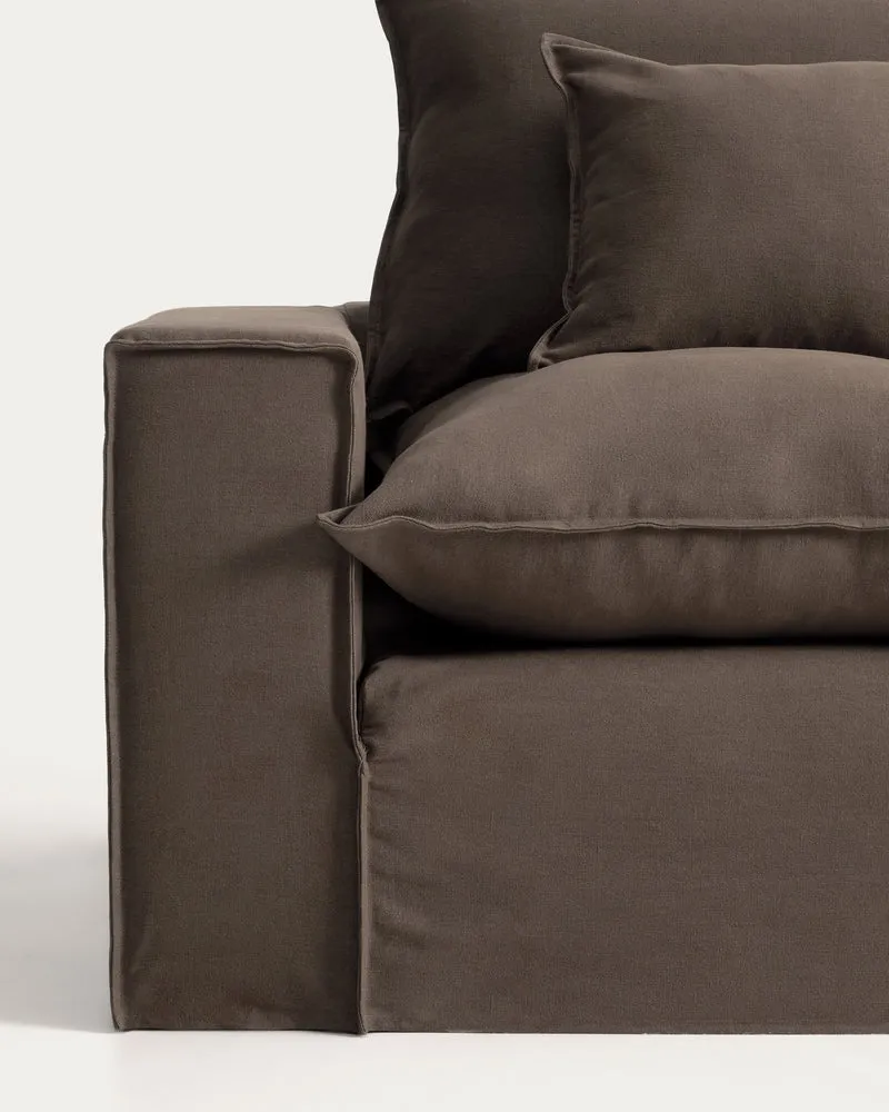 Anarela taupe linen 3-seater modular sofa with removable cover 310cm FSC Mix Credit