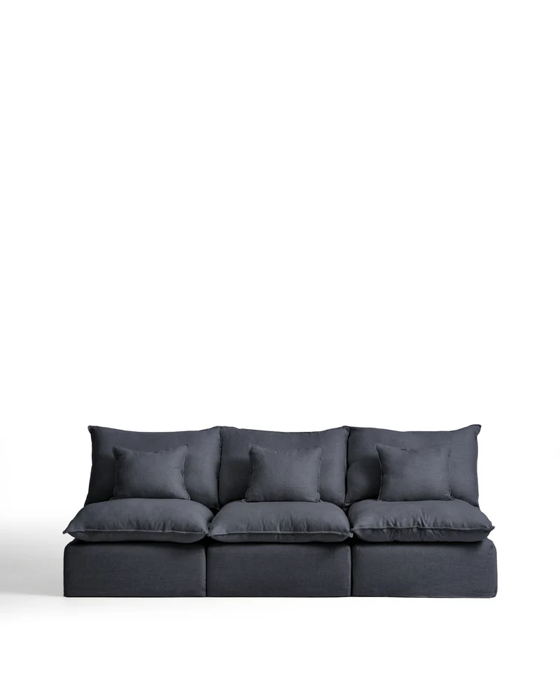 Anarela dark grey linen and viscose 3-seater modular sofa with removable cover 270cm FSC Mix Credit