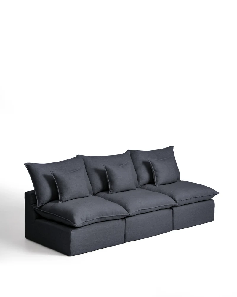 Anarela dark grey linen and viscose 3-seater modular sofa with removable cover 270cm FSC Mix Credit