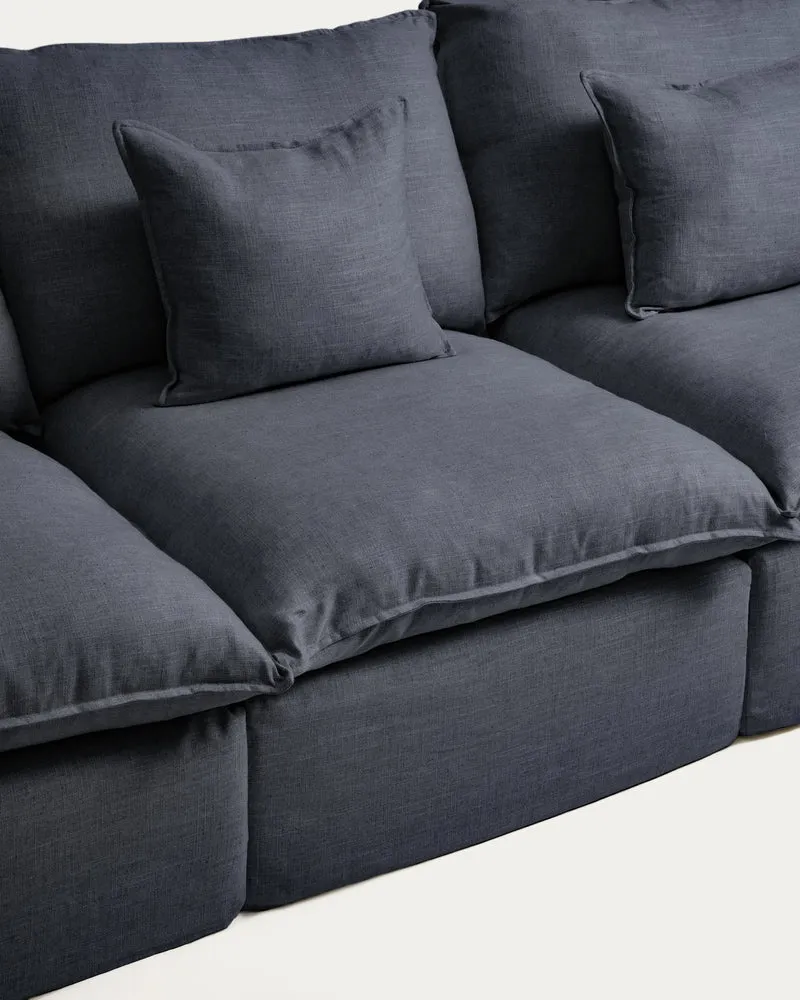 Anarela dark grey linen and viscose 3-seater modular sofa with removable cover 270cm FSC Mix Credit