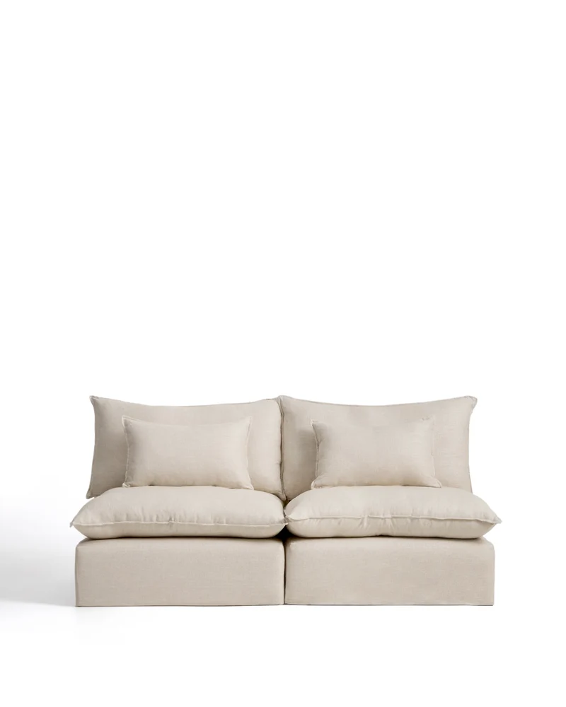 Anarela beige linen and viscose 3-seater modular sofa with removable cover 220cm FSC Mix Credit