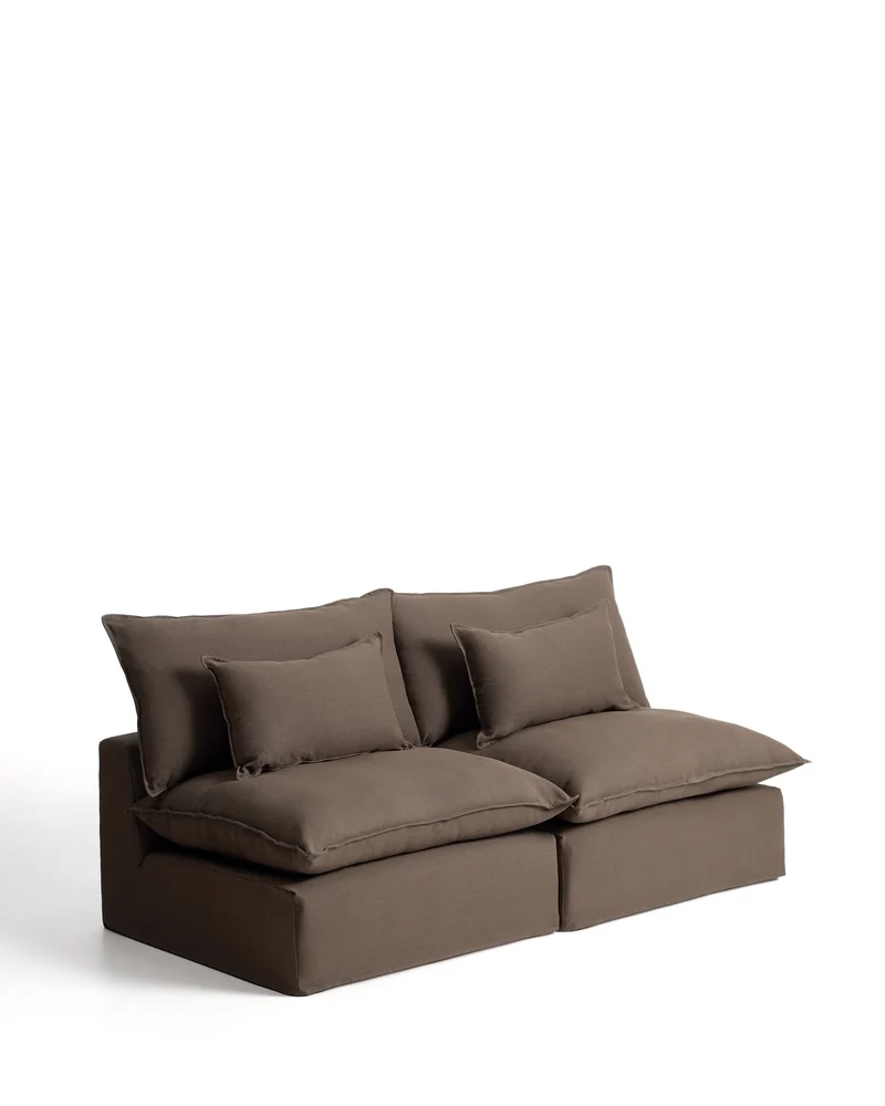 Anarela taupe linen 3-seater modular sofa with removable cover 220cm FSC Mix Credit