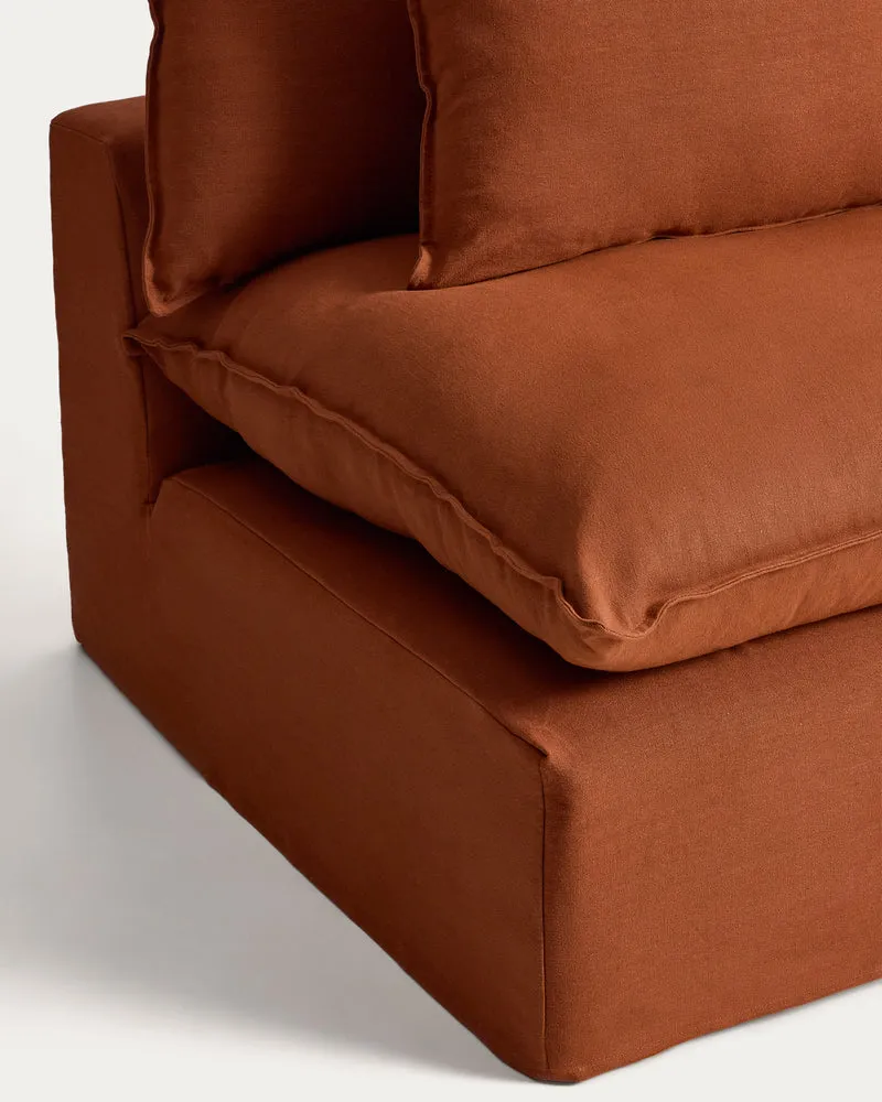 Anarela terracotta linen 3-seater modular sofa with removable cover 220cm FSC Mix Credit
