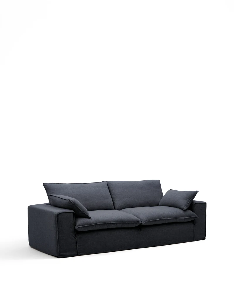 Anarela dark grey linen and viscose 3-seater sofa with removable cover 260 cm FSC Mix Credit