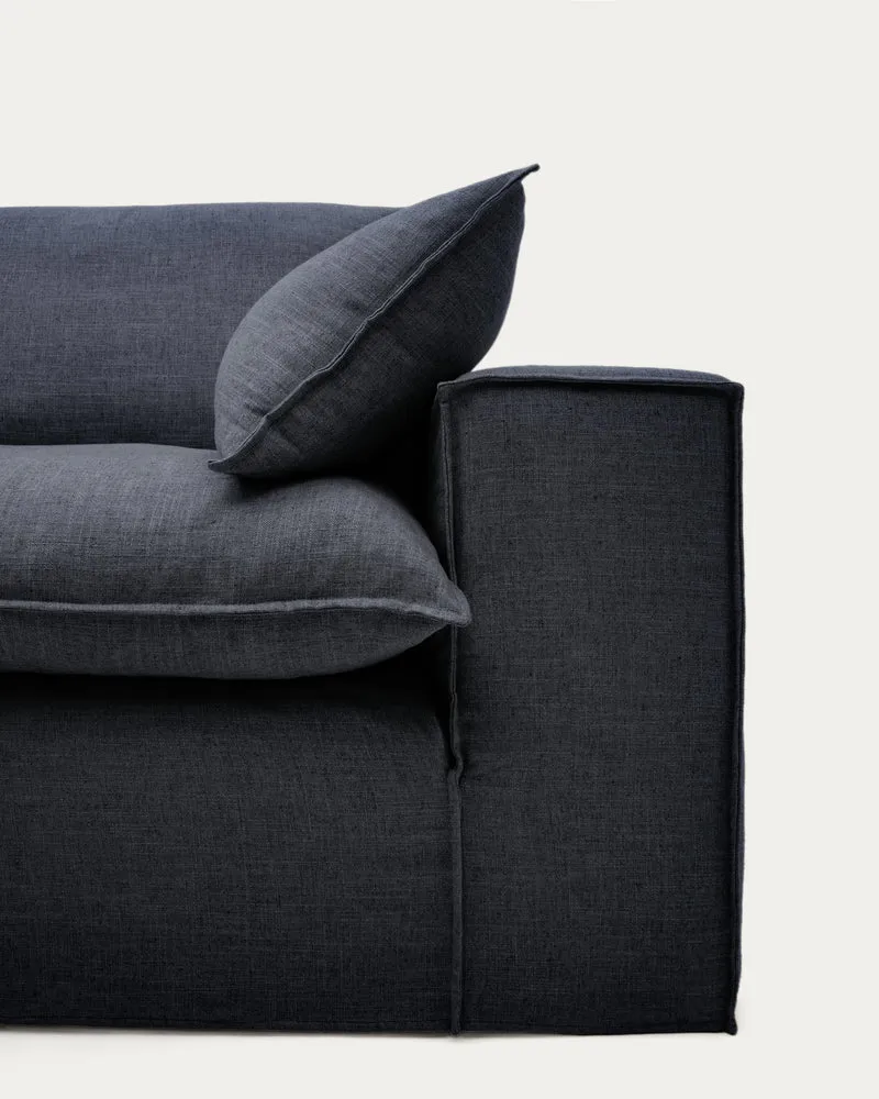 Anarela dark grey linen and viscose 3-seater sofa with removable cover 260 cm FSC Mix Credit