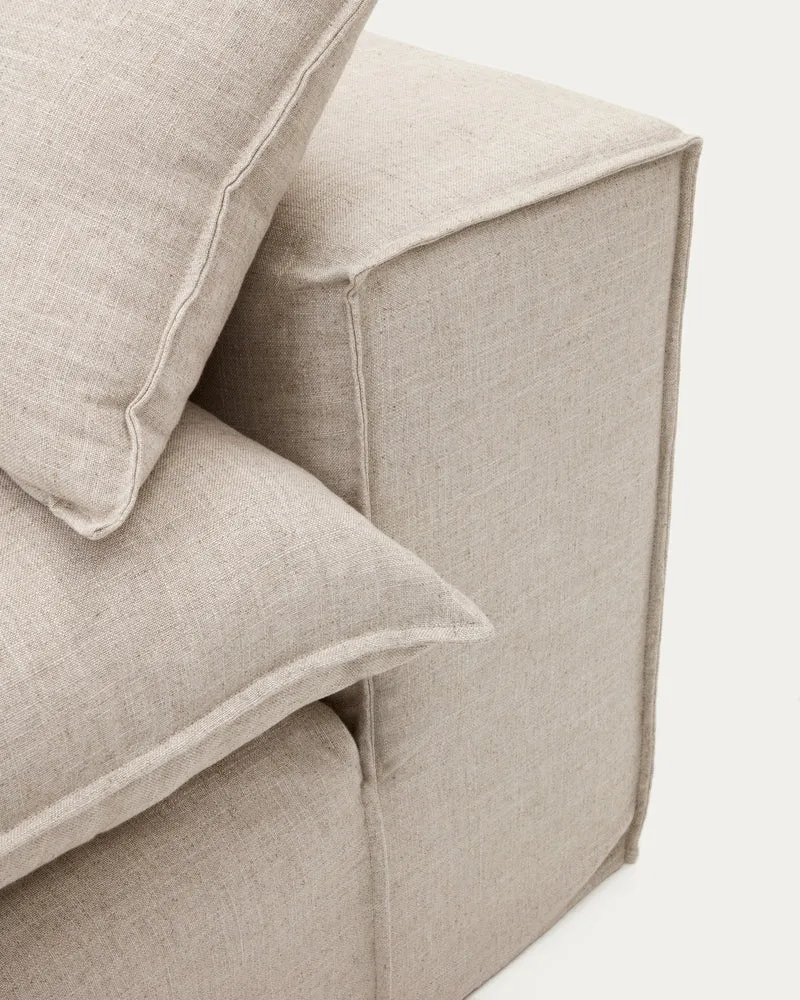Anarela removable-cover 3-seater sofa with beige linen cushions FSC Mix Credit 280 cm.