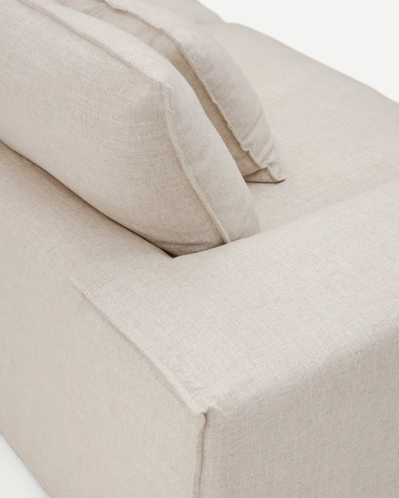 Anarela removable-cover 3-seater sofa with beige linen cushions FSC Mix Credit 280 cm.