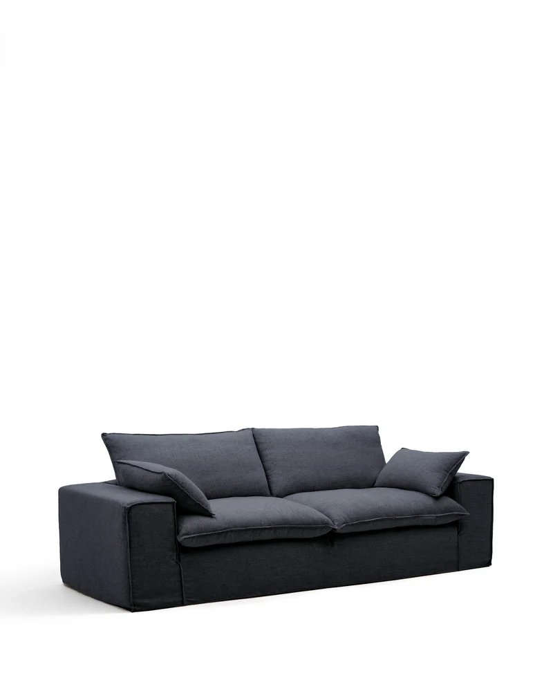 Anarela dark grey linen and viscose 3-seater sofa with removable cover 280 cm FSC Mix Credit