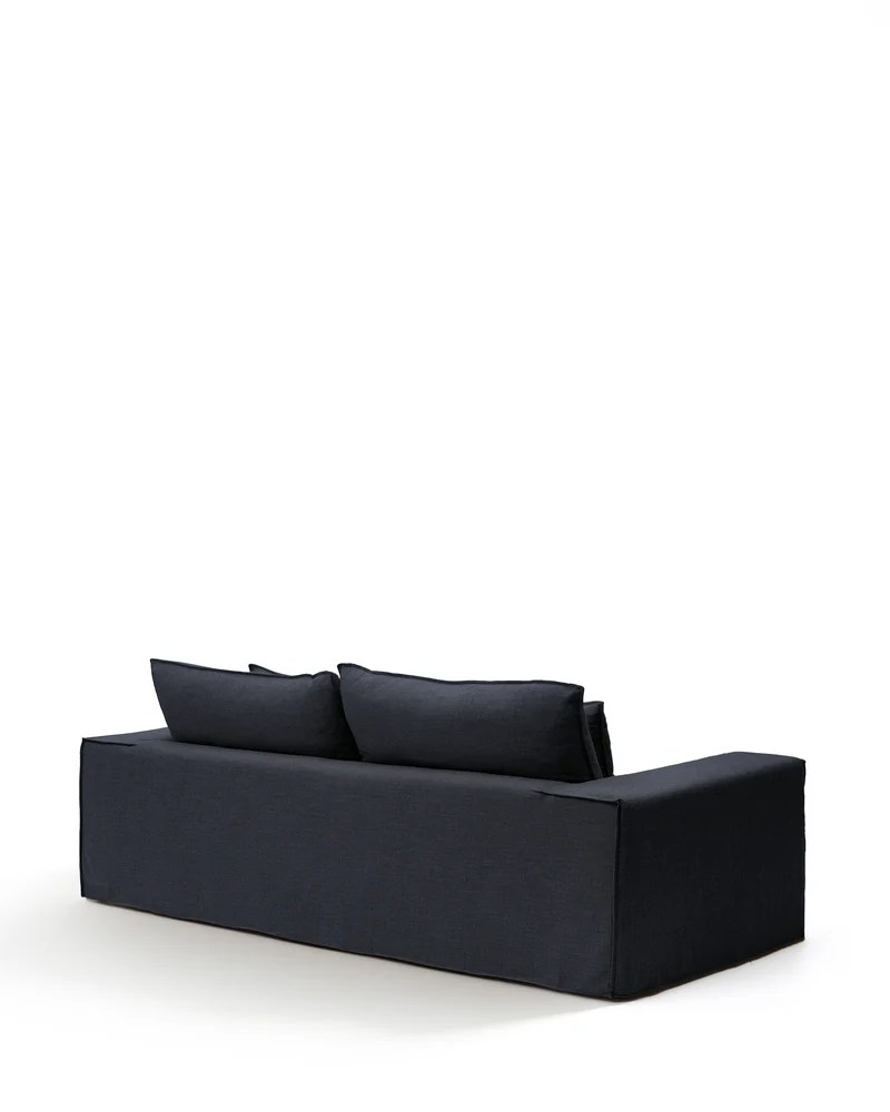 Anarela dark grey linen and viscose 3-seater sofa with removable cover 280 cm FSC Mix Credit