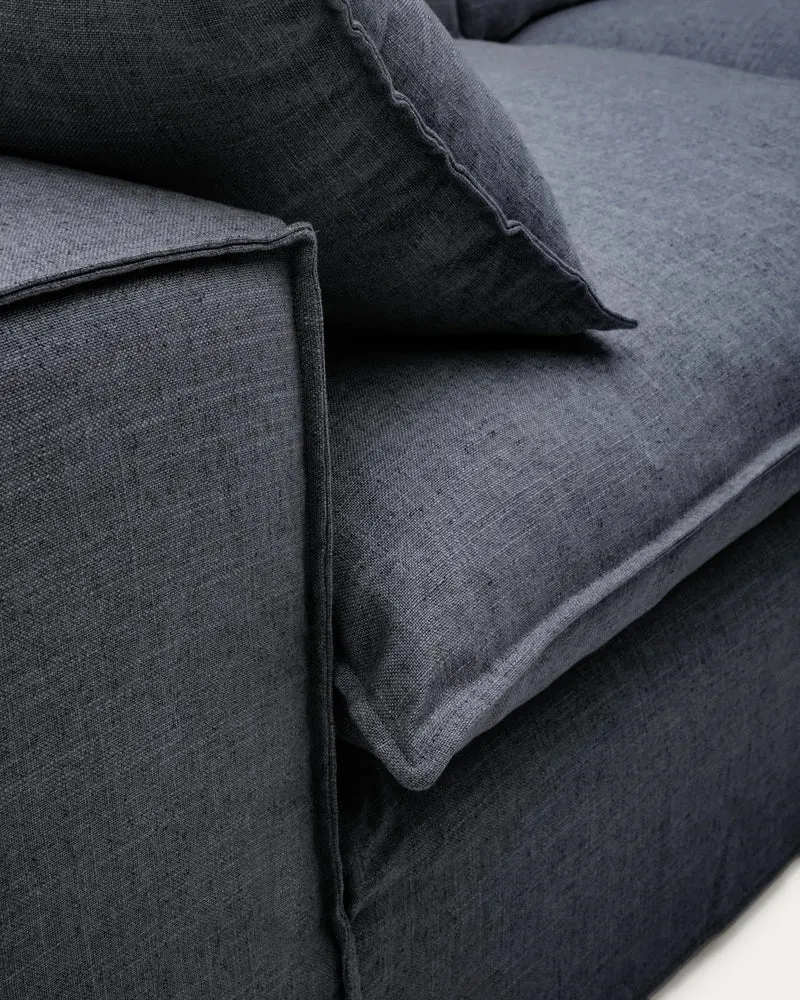 Anarela dark grey linen and viscose 3-seater sofa with removable cover 280 cm FSC Mix Credit