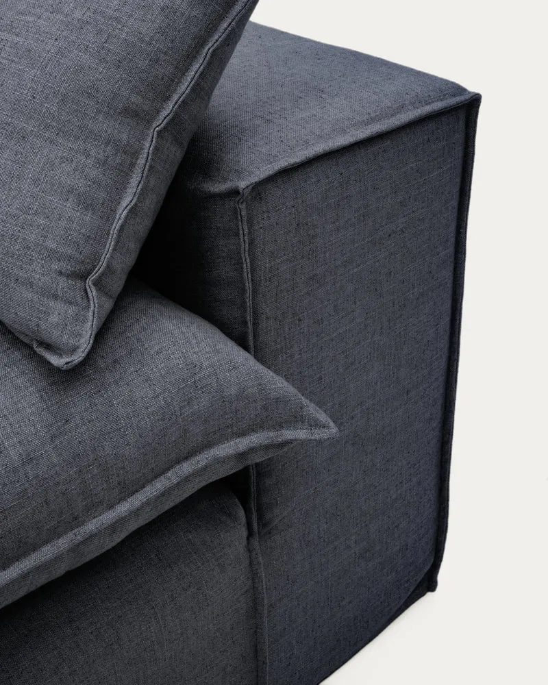 Anarela dark grey linen and viscose 3-seater sofa with removable cover 280 cm FSC Mix Credit