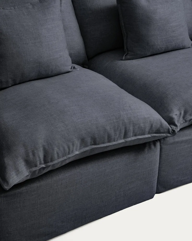 Anarela dark grey linen and viscose 2-seater modular sofa with removable cover 180cm FSC Mix Credit