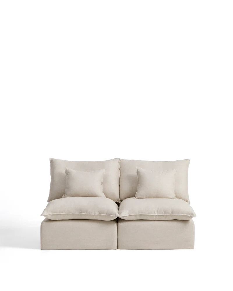 Anarela beige linen and viscose 2-seater modular sofa with removable cover 180cm FSC Mix Credit