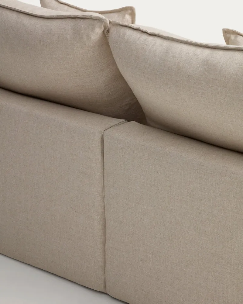 Anarela beige linen and viscose 2-seater modular sofa with removable cover 180cm FSC Mix Credit