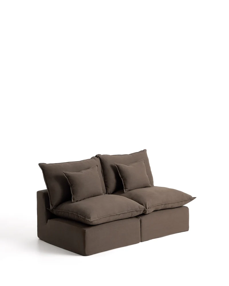 Anarela taupe linen 2-seater modular sofa with removable cover 180cm FSC Mix Credit