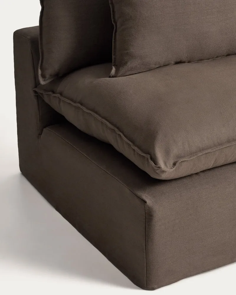 Anarela taupe linen 2-seater modular sofa with removable cover 180cm FSC Mix Credit