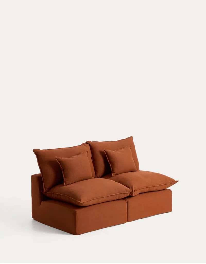 Anarela terracotta linen 2-seater modular sofa with removable cover 180cm FSC Mix Credit