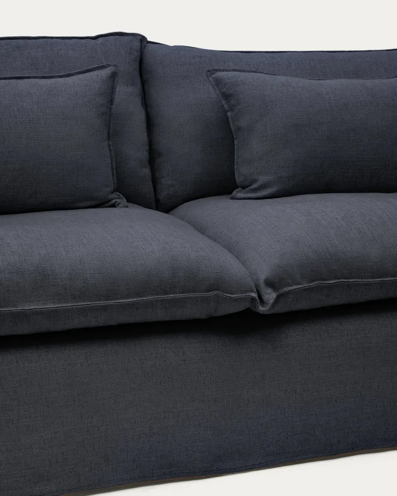Anarela dark grey linen and viscose 2-seater sofa with removable cover 220 cm FSC Mix Credit