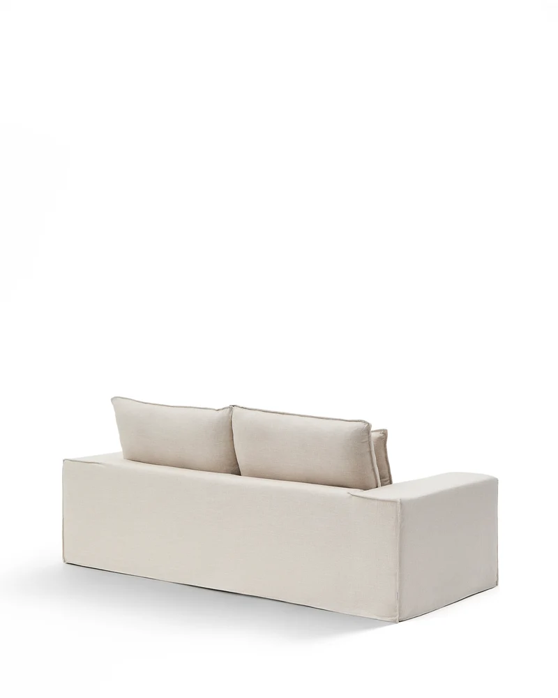 Anarela beige linen and viscose 2-seater sofa with removable cover 220 cm FSC Mix Credit