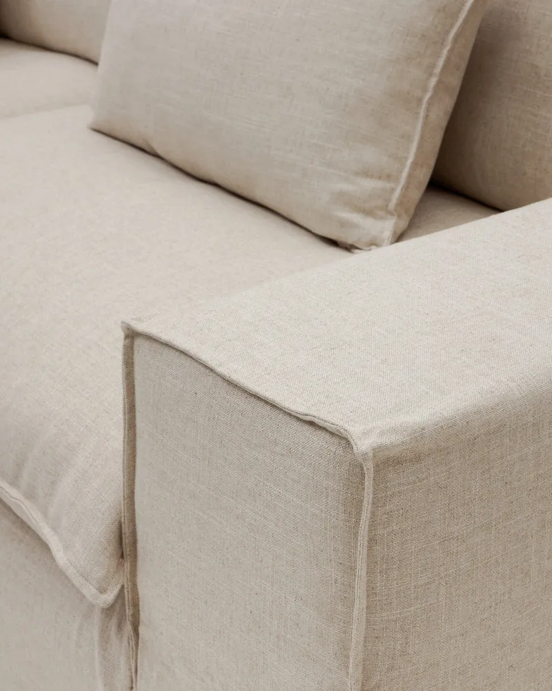 Anarela beige linen and viscose 2-seater sofa with removable cover 220 cm FSC Mix Credit