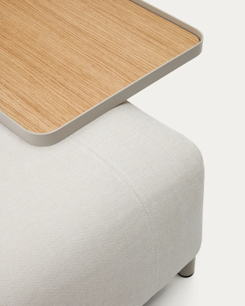 Large Compo tray in oak veneer with natural finish and beige metal structure