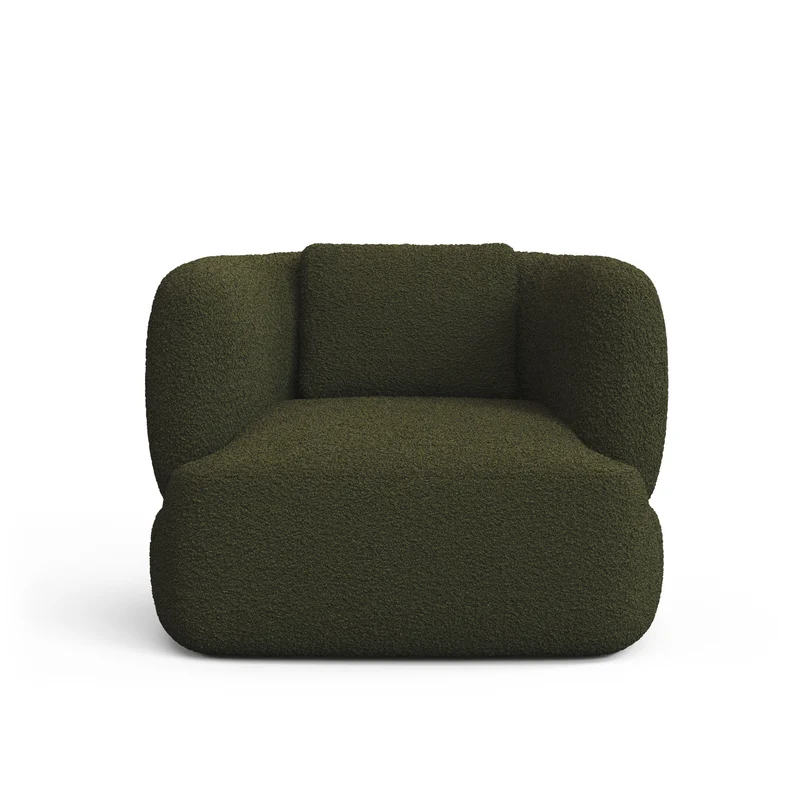 Martina Swivel Armchair - Dark Green Bouclé