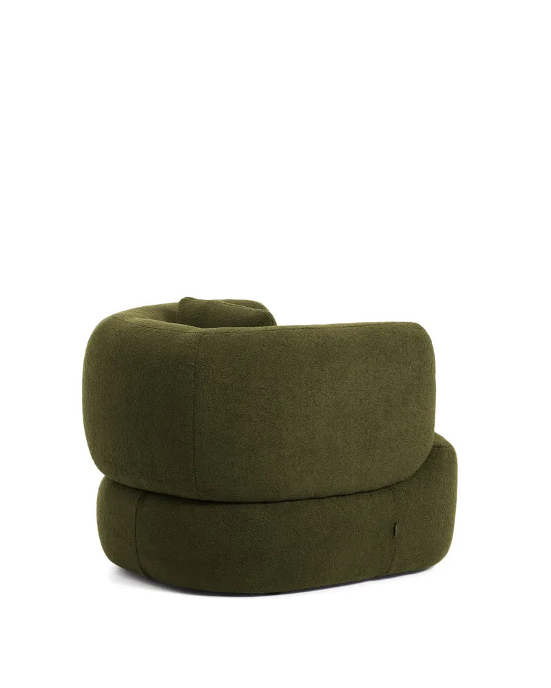 Martina Swivel Armchair - Dark Green Bouclé