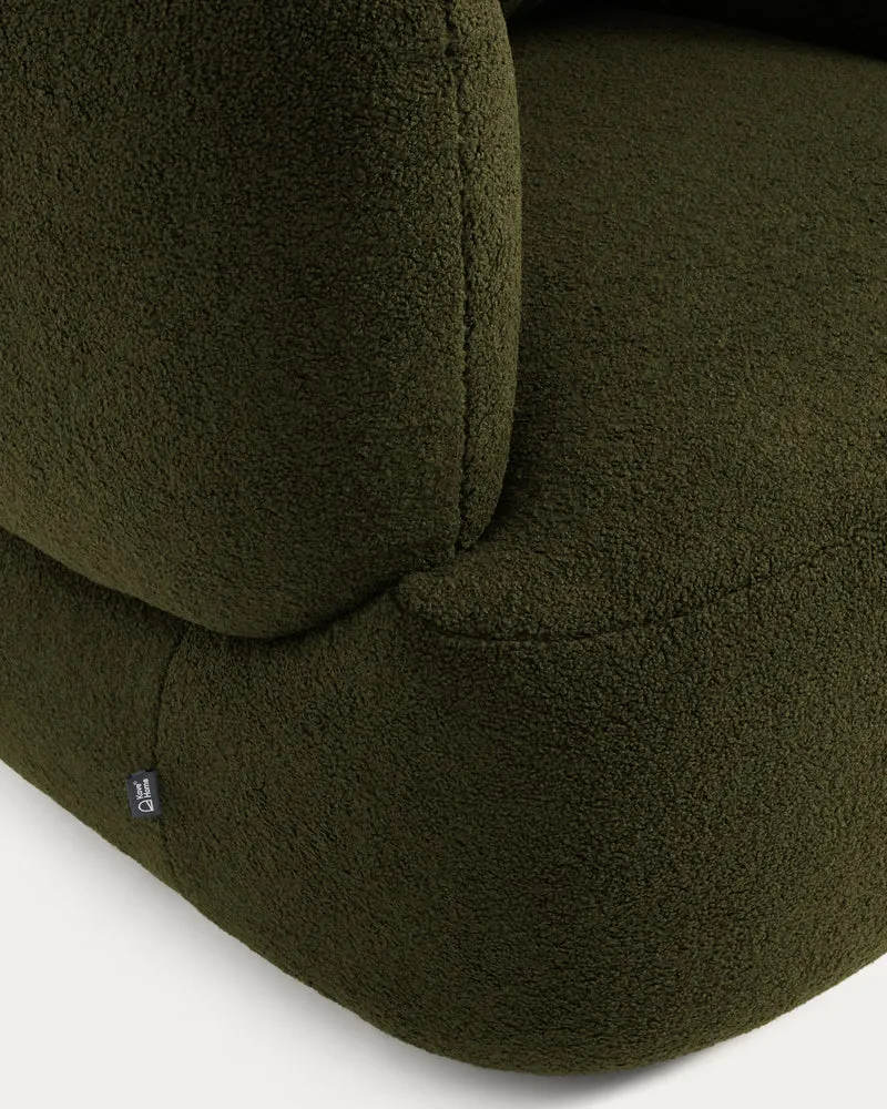 Martina Swivel Armchair - Dark Green Bouclé