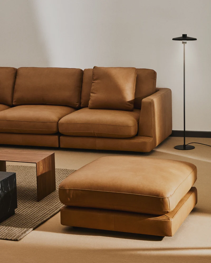 Gala Footrest - Brown Leather