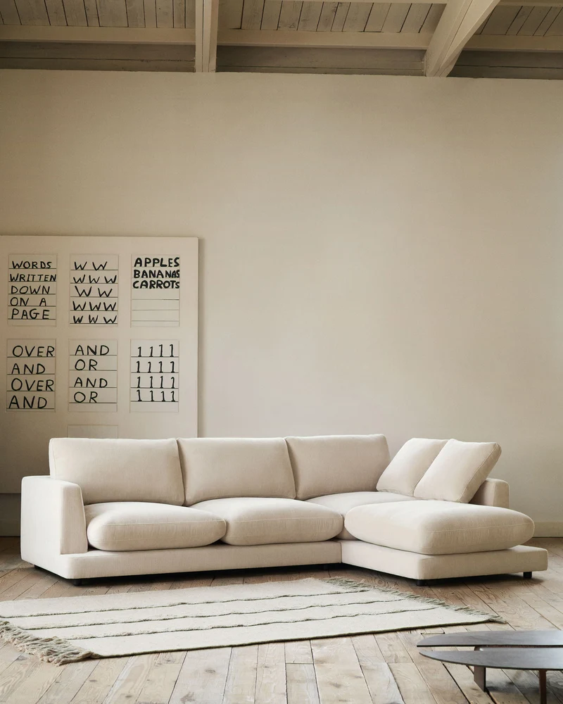 Gala 4-Seater with Chaise - Beige Chenille
