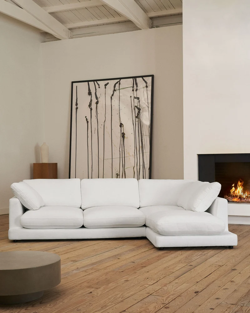 Gala 4-Seater with Chaise - White Chenille