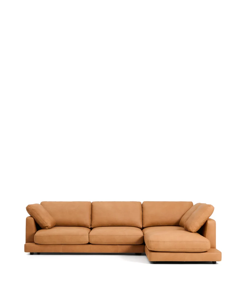 Gala 4-Seater with Chaise - Brown Leather